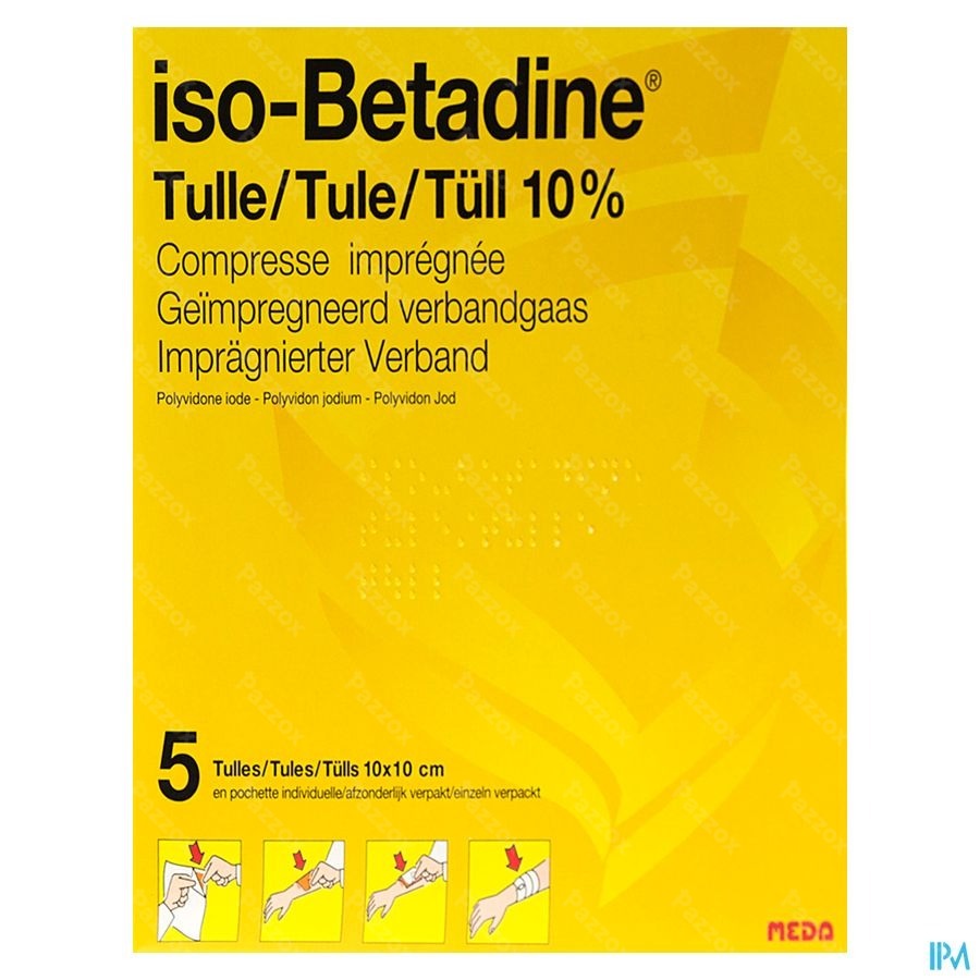 Iso-Betadine Tulles 10x10 cm 5 Stuks