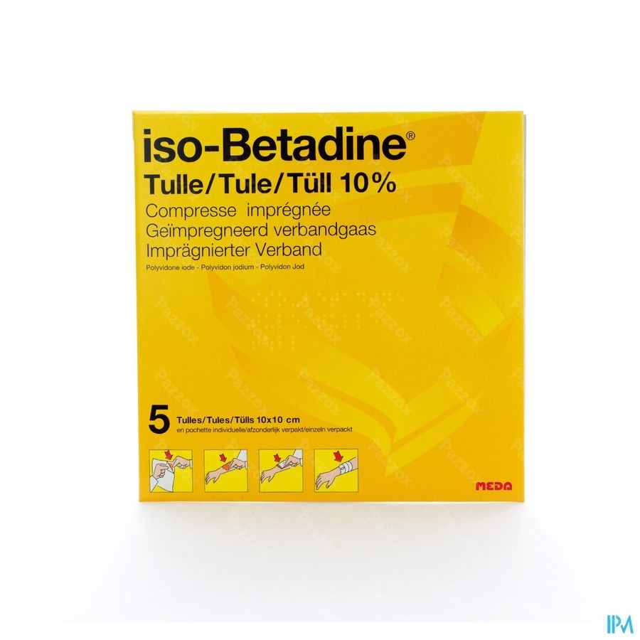 Iso-Betadine Tulles 10x10 cm 5 Stuks