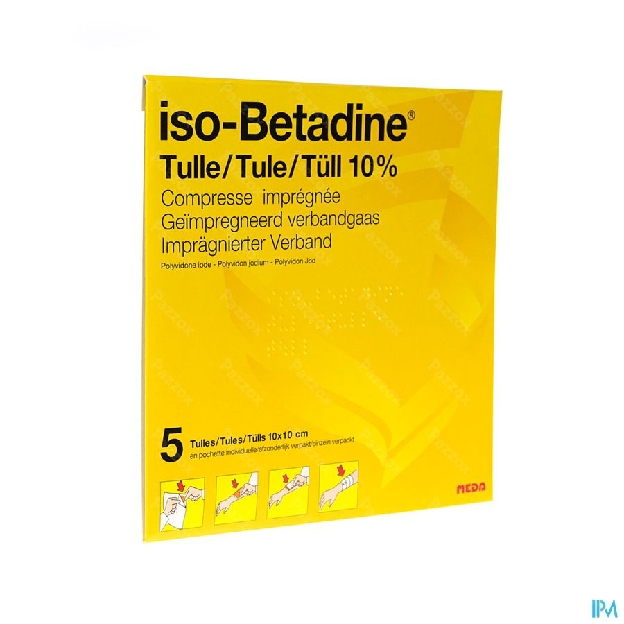 Iso-Betadine Tulles 10x10 cm 5 Stuks
