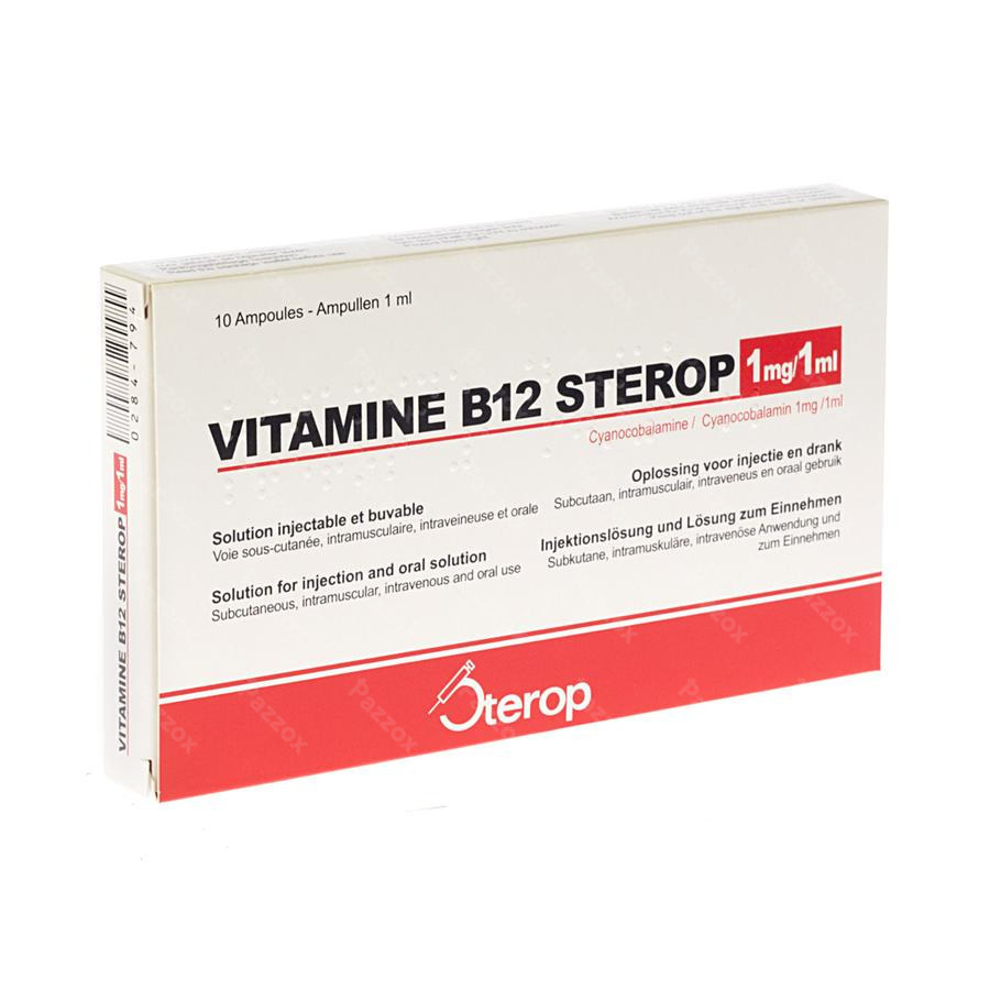 Nodig uit Manifesteren operator Sterop Vitamine B12 1mg/1ml 10 Ampules kopen - Pazzox
