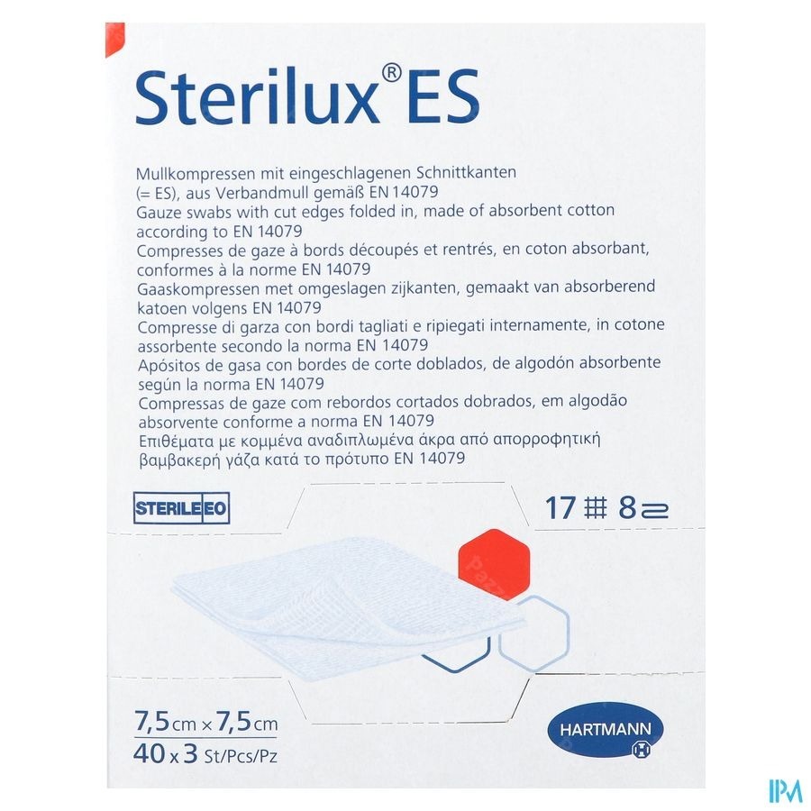 Hartmann Sterilux Es 7,5x7,5cm 8l. St. 40x3 P/s