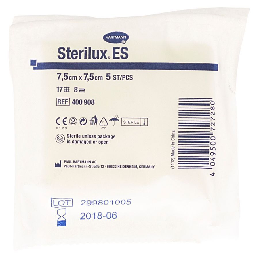 Sterilux Es 7,5x7,5cm 8l.st. 30x5 P/s