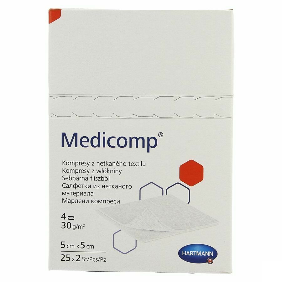 Medicomp 5x5cm 4l. St. 25x2 P/s