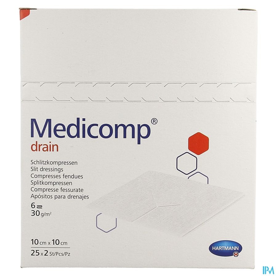 Medicomp Drain 10x10cm 6l. St.25x2 P/s