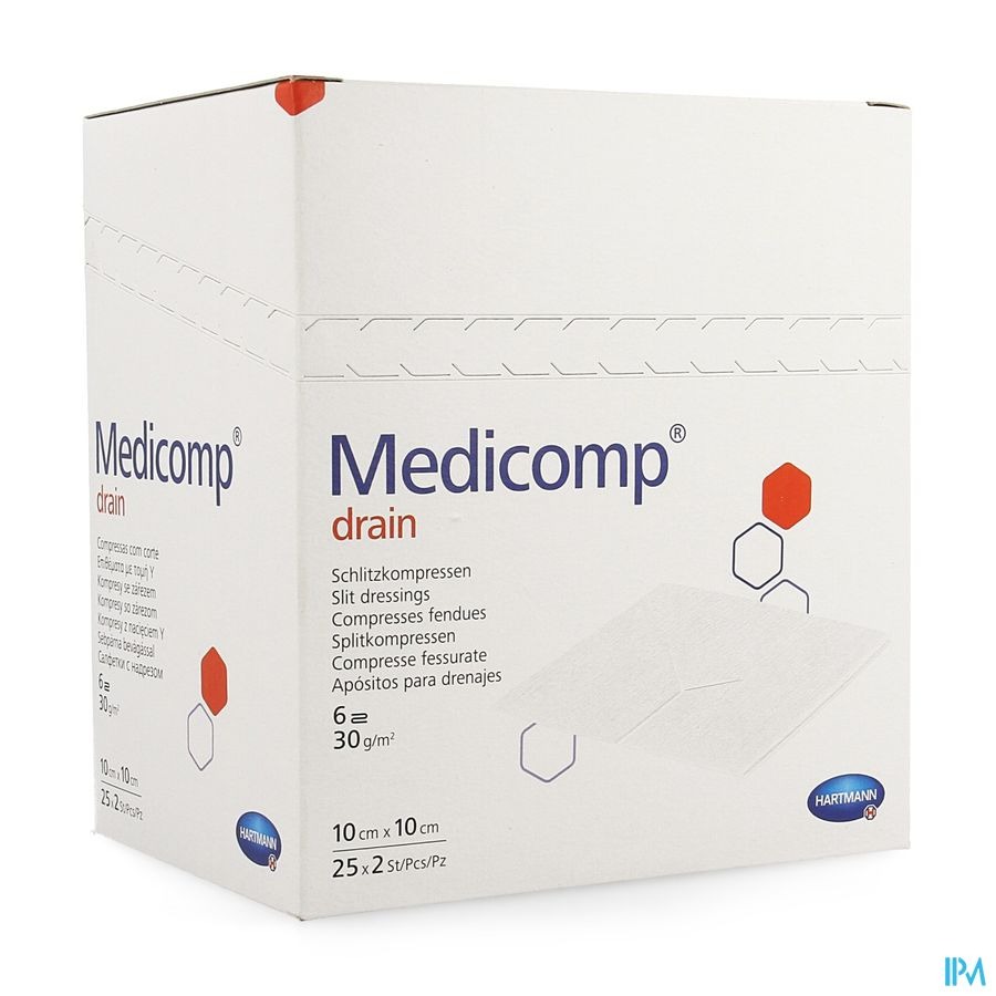 Medicomp Drain 10x10cm 6l. St.25x2 P/s