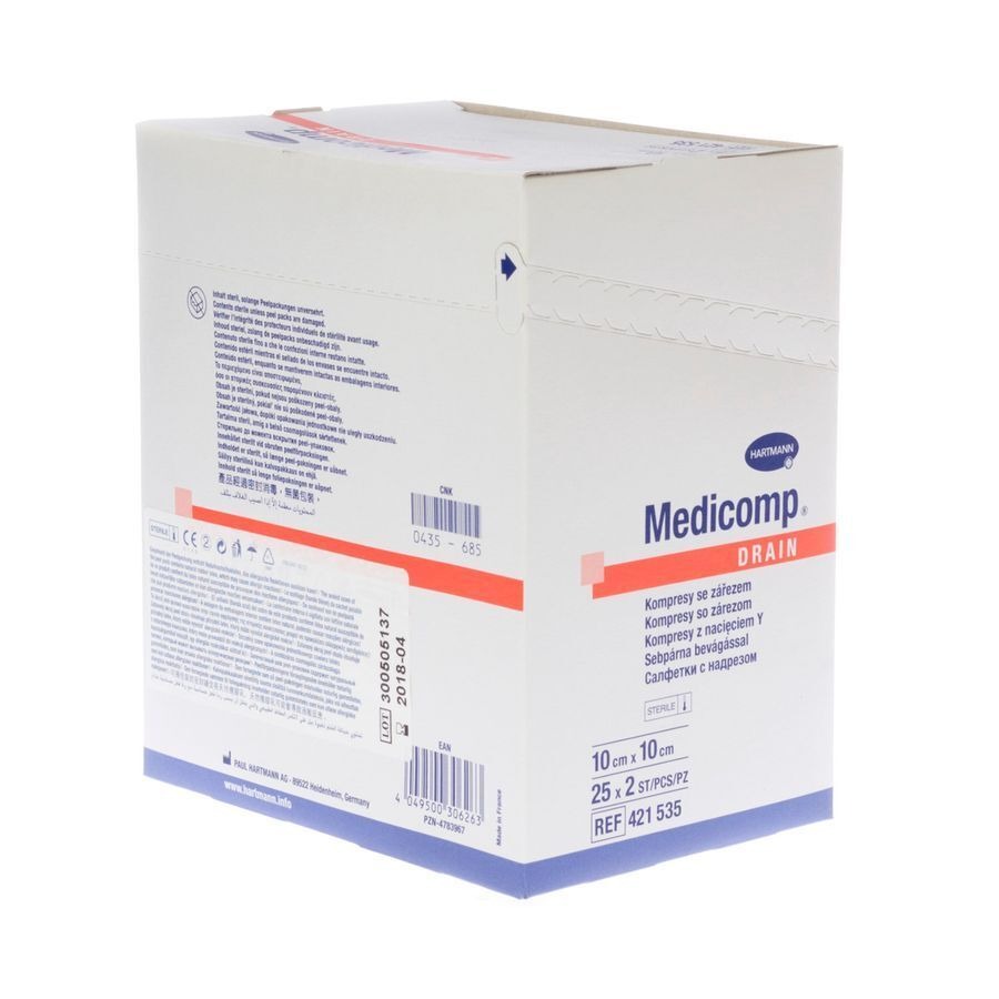 Medicomp Drain 10x10cm 6l. St.25x2 P/s