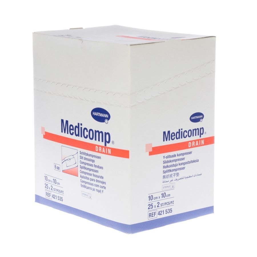 Medicomp Drain 10x10cm 6l. St.25x2 P/s