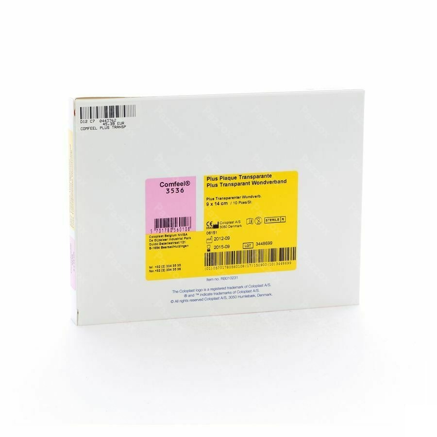 Comfeel Plus Platen Transp 9x14cm 10 33536