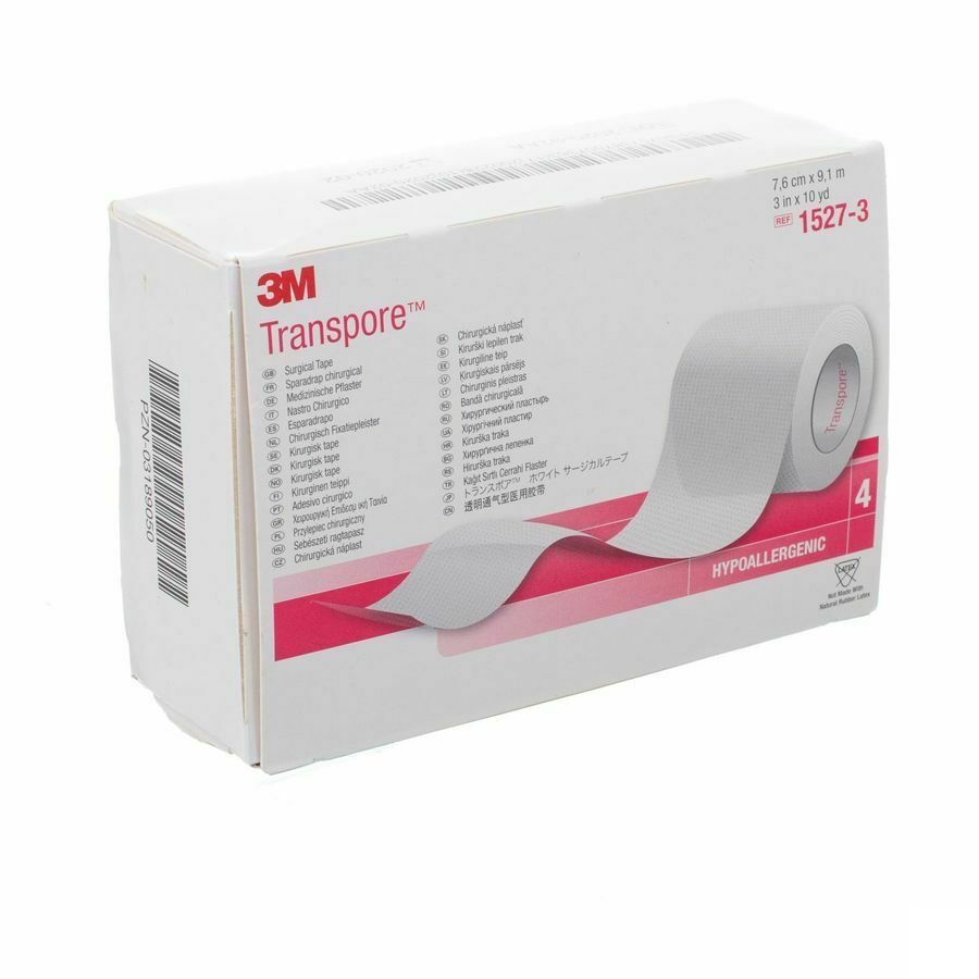 Transpore 3m Hechtpleister El.tr 75mmx9m 4 1527/3