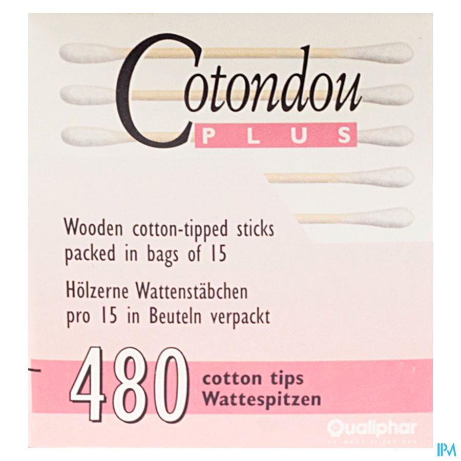Cotondou Plus Wattenstaafje Hout 240 Stuks afbeelding