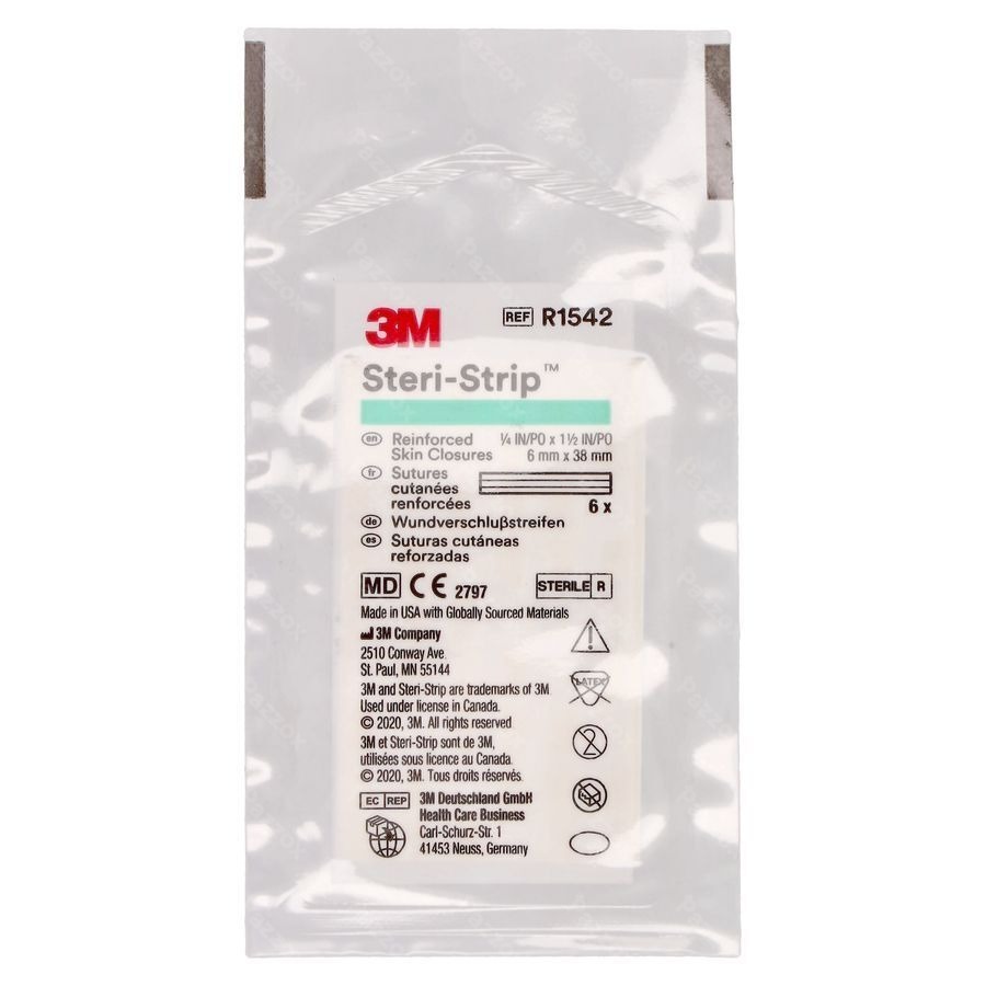 Steri-strip 3m Ster 6,0mmx 38mm Doos 1x 6 1542p-1