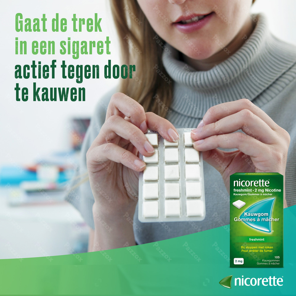 Nicorette Kauwgom Suikervrij 105x2mg
