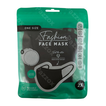 Mondmasker Met Filter Zwart Fashion 2 Stuks