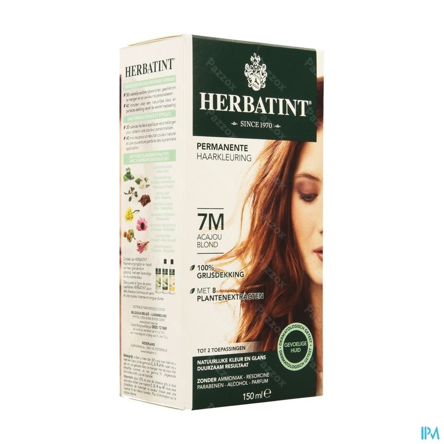 Herbatint Permanente Haarkleuring 7M Blond Acajou Gevoelige Hoofdhuid 150ml