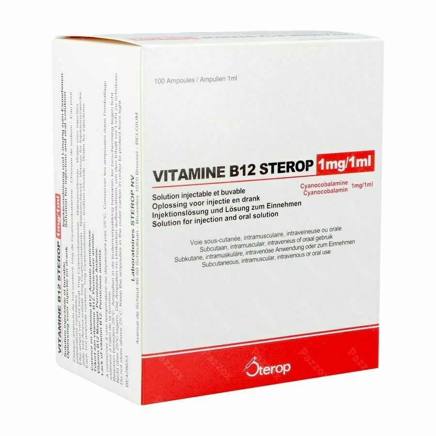 Sterop Vit B12 1mg 1ml 100 Amp