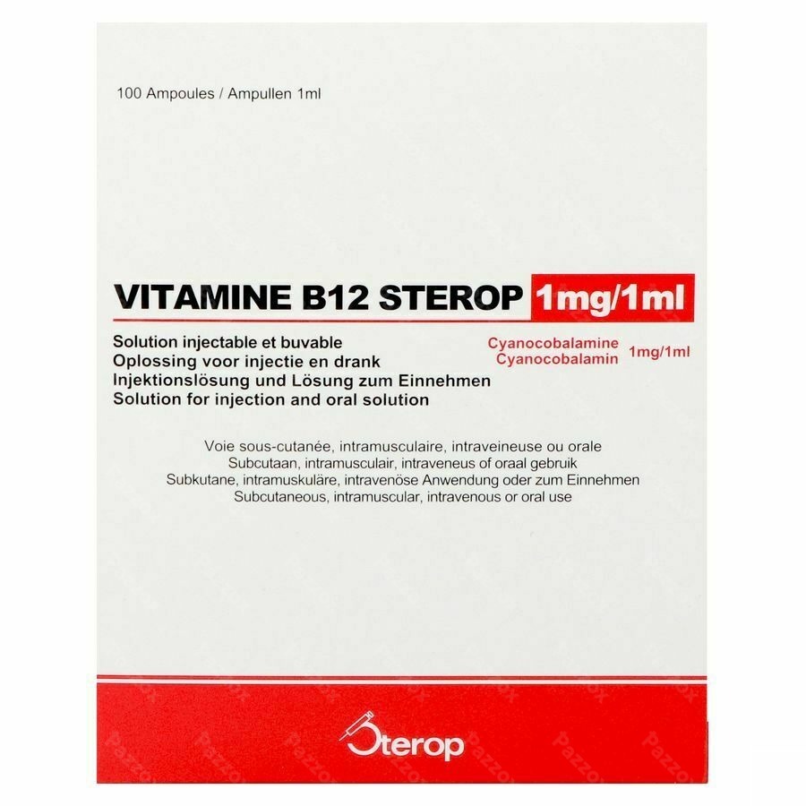 Sterop Vit B12 1mg 1ml 100 Amp
