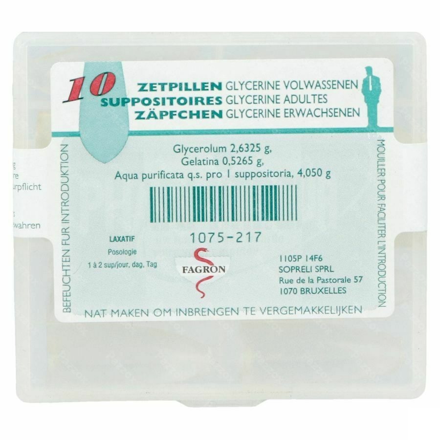 Glycerine Suppo Volw 10 Fag