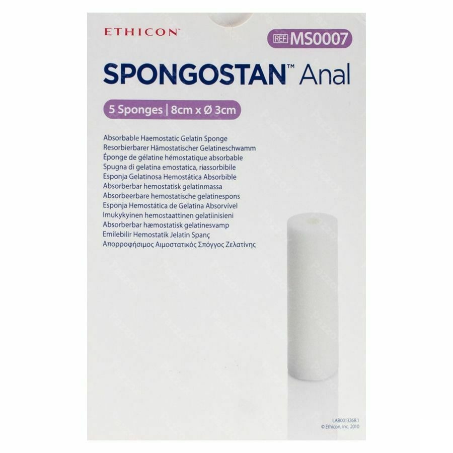 Spongostan Anaal Diam 80x30mm 5 Ms0007