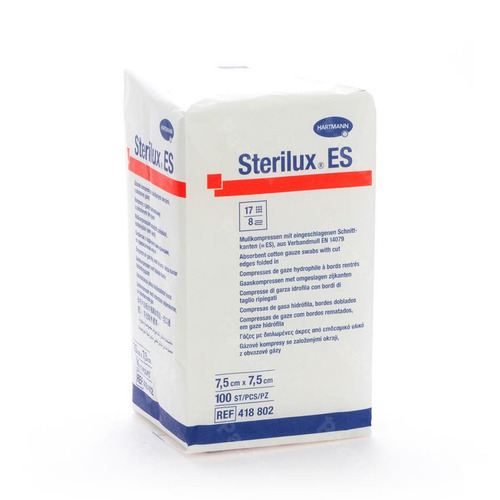 Sterilux Es 7,5x7,5cm 8l.nst. 100 P/s