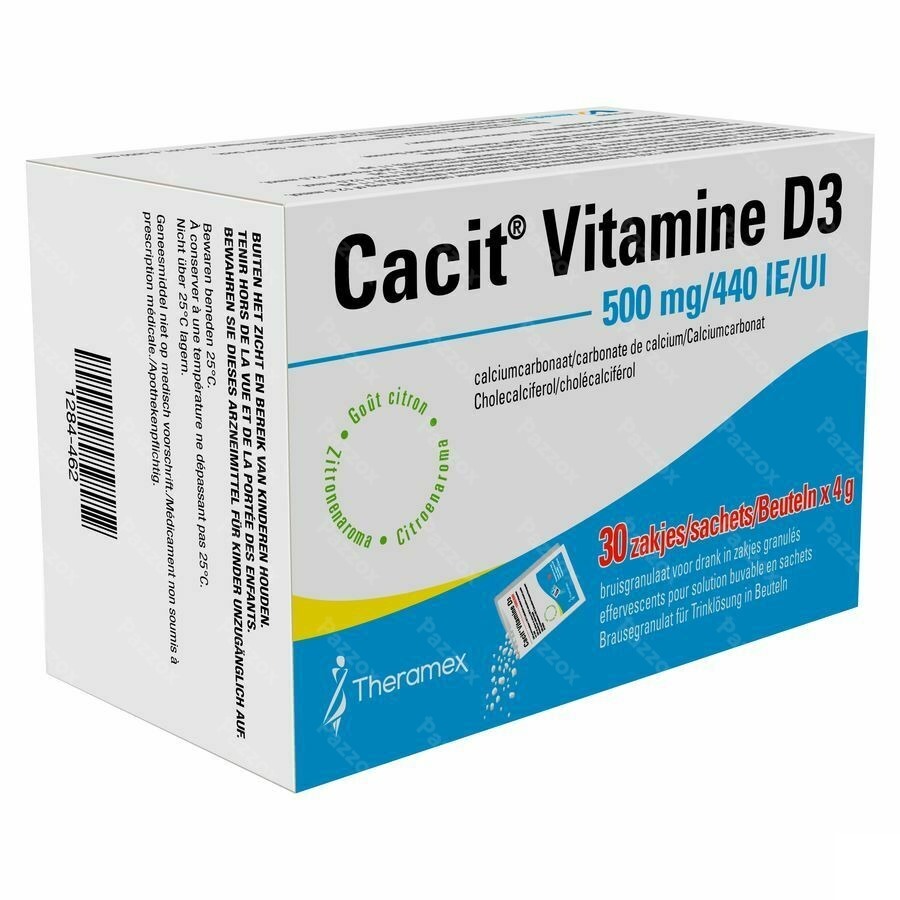 Cacit Vit. D3 500mg/440ie Bruisgranul. Zakje 30