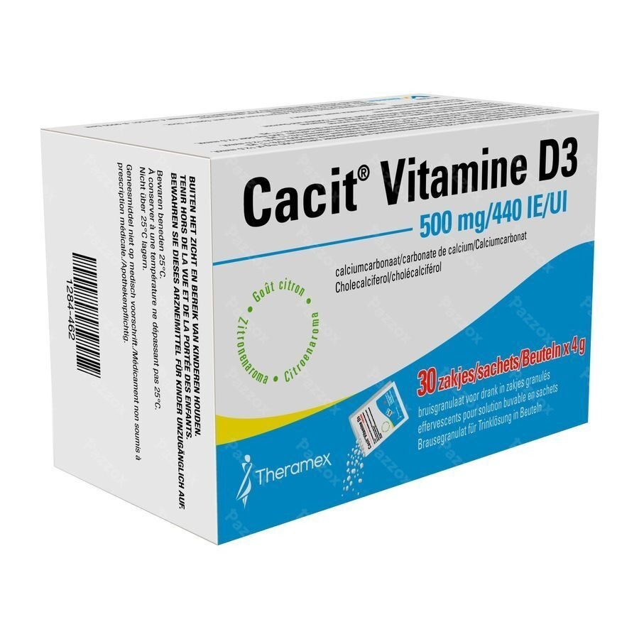 Cacit Vit. D3 500mg/440ie Bruisgranul. Zakje 30