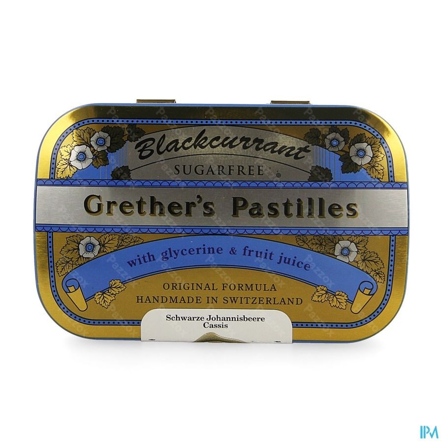 Blackcurrant Grethers Zonder Suiker Past 110g
