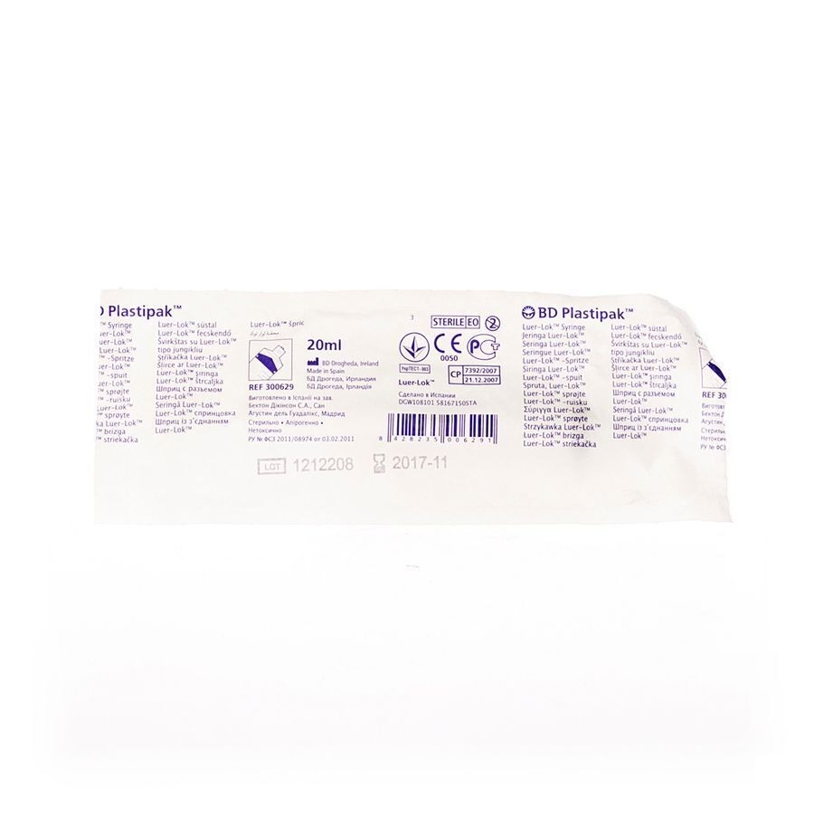 Bd Plastipak Spuit Luer-lok 20ml 1 300629