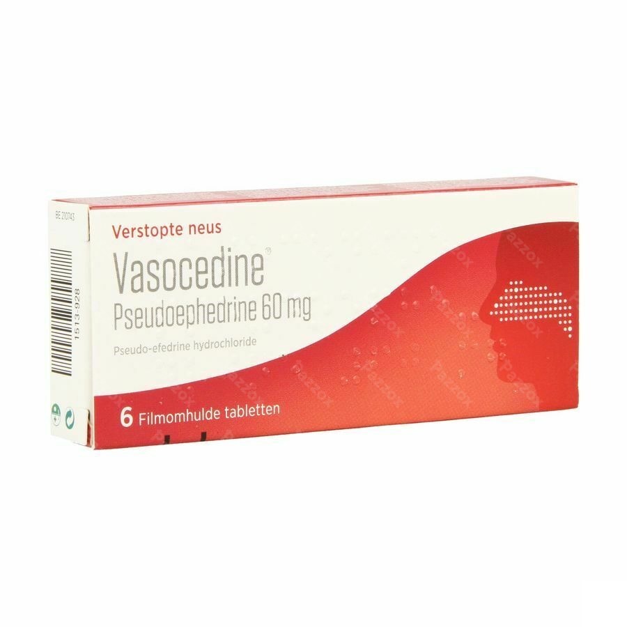 Vasocedine Pseudoephedrine bij Verstopte Neus 6 Tabletten