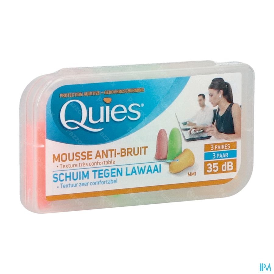 Quies Gehoorbescherming Schuim Fluo Harde Geluiden 3 Paar Oordoppen 