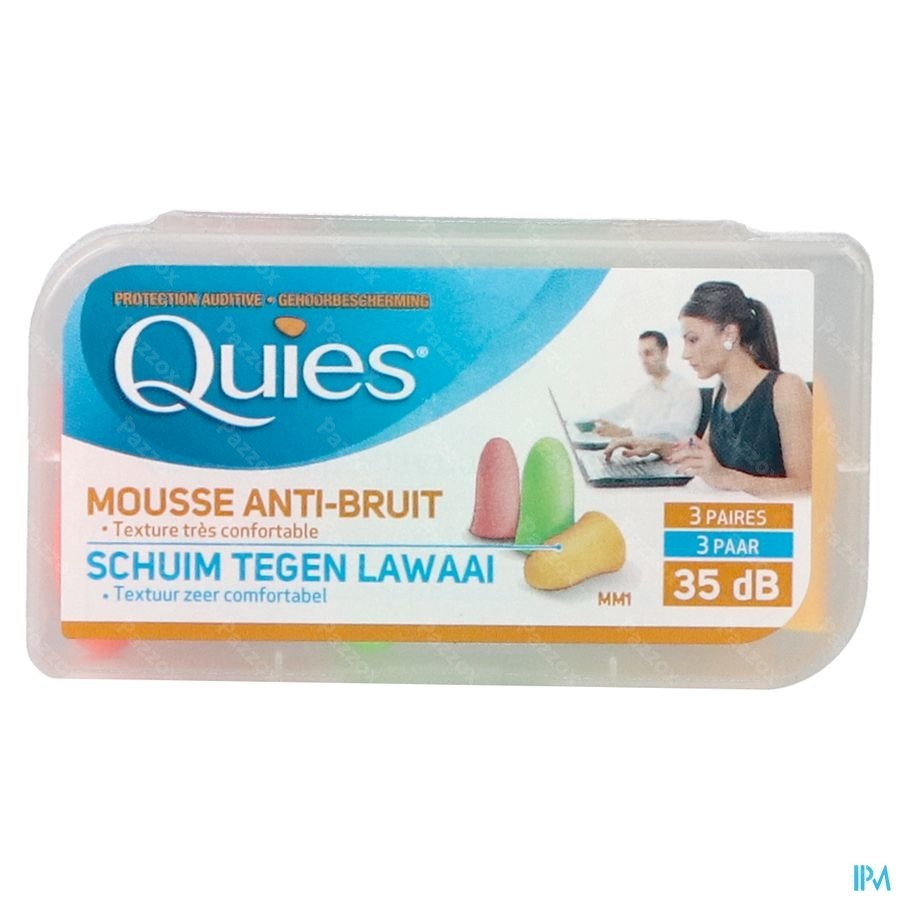 Quies Gehoorbescherming Schuim Fluo Harde Geluiden 3 Paar Oordoppen 