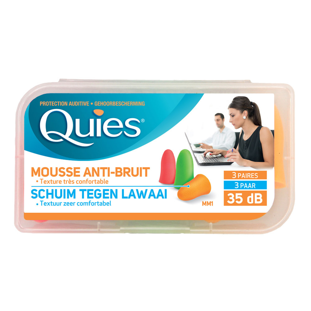 Quies Gehoorbescherming Schuim Fluo Harde Geluiden 3 Paar Oordoppen 