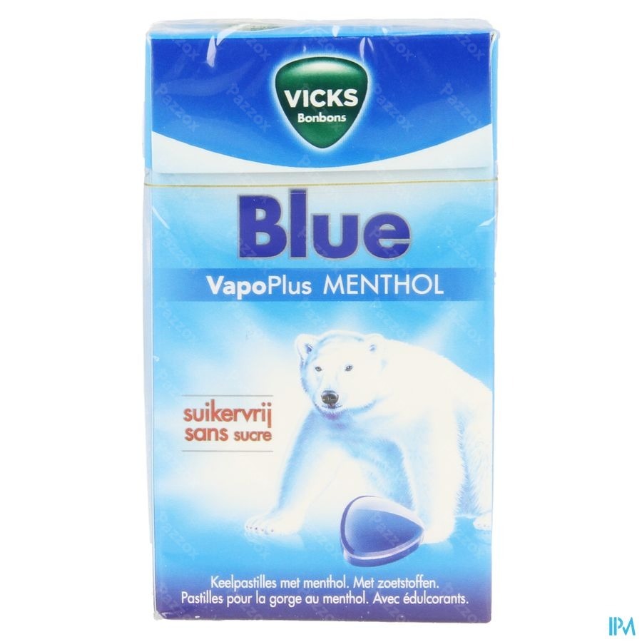 Vicks Past Blauw Z/suiker 40g 