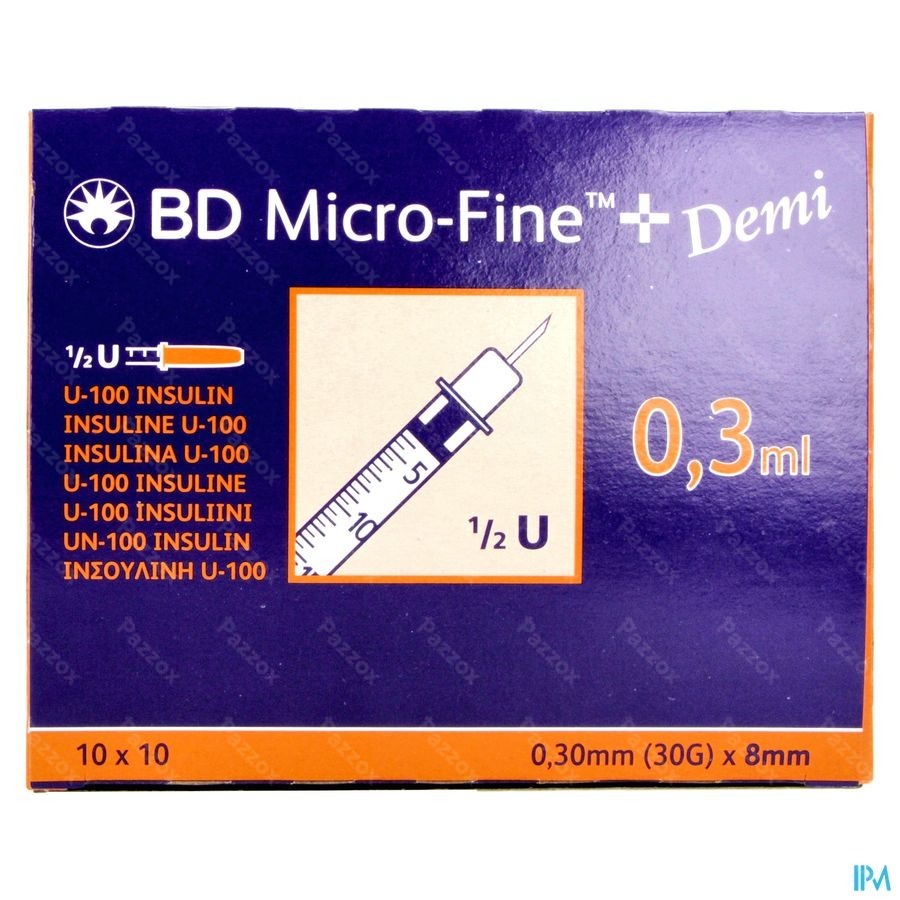 Bd Microfine+ Ins.sp.demi 0,3ml 30g 8mm 100 324826