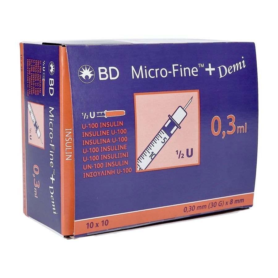 Bd Microfine+ Ins.sp.demi 0,3ml 30g 8mm 100 324826