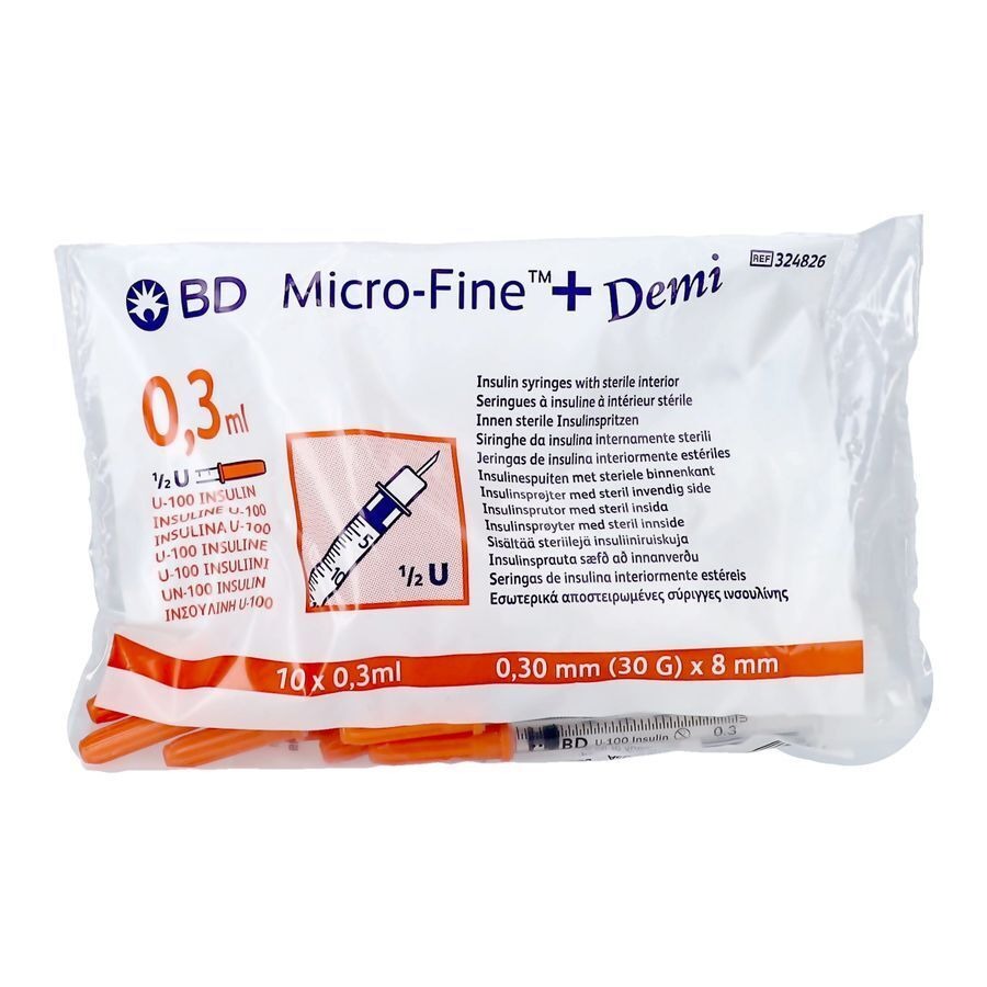 Bd Microfine+ Ins.sp.demi 0,3ml 30g 8mm 100 324826