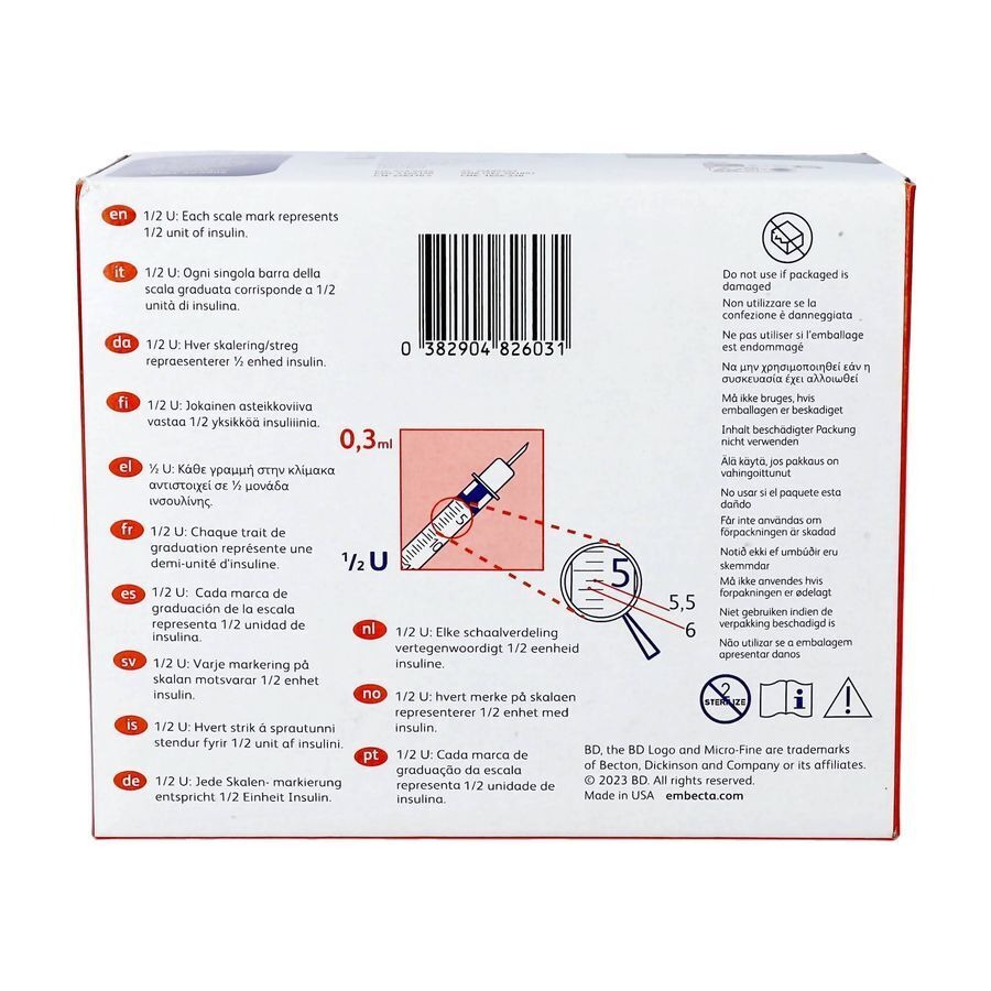 Bd Microfine+ Ins.sp.demi 0,3ml 30g 8mm 100 324826
