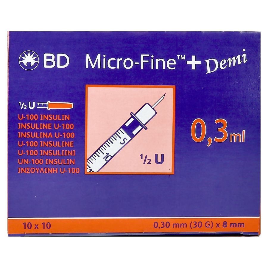 Bd Microfine+ Ins.sp.demi 0,3ml 30g 8mm 100 324826