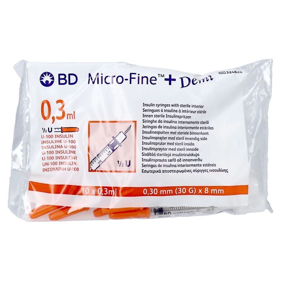 Bd Microfine+ Ins.sp.demi 0,3ml 30g 8mm 100 324826