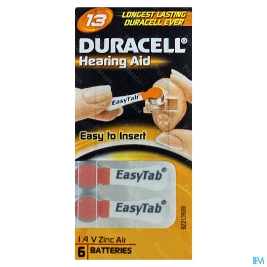 Duracell Easytab Hoorbatterij Da13 6 Oranje