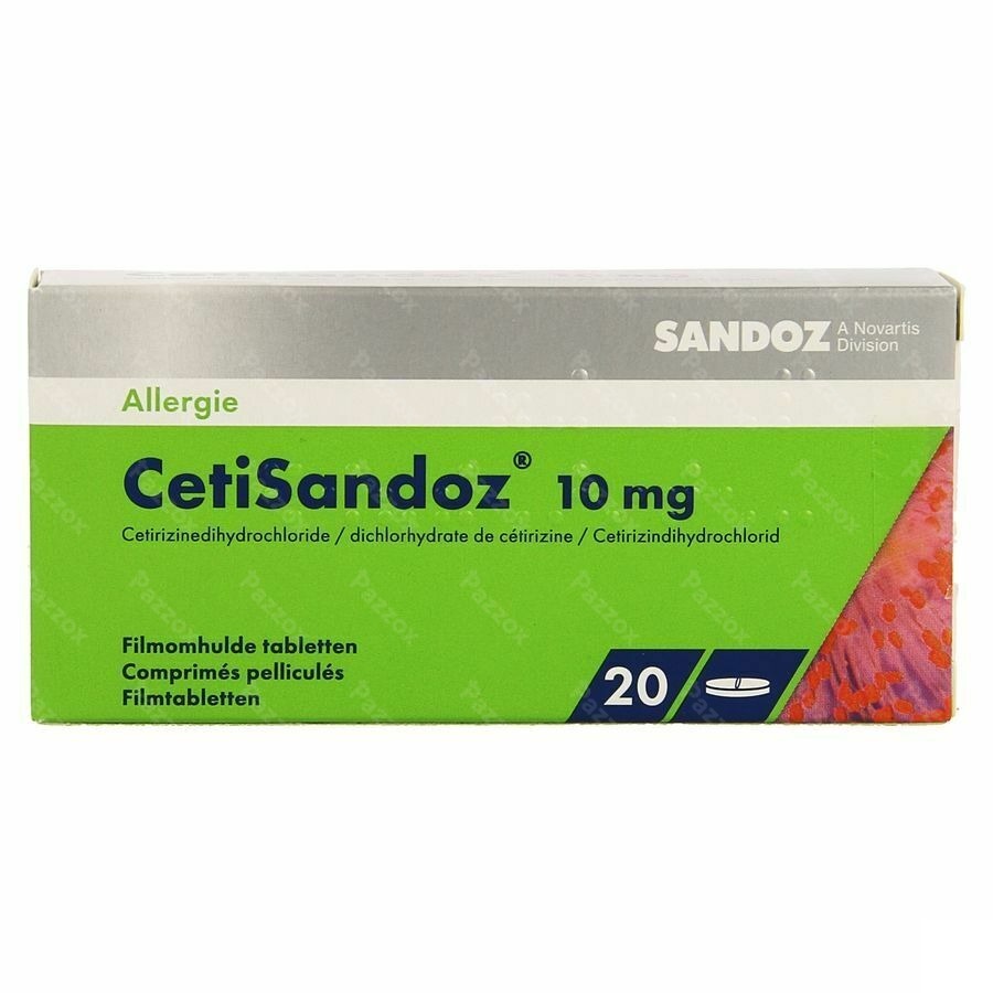 Cetirizine Sandoz 10mg 20 Tabletten