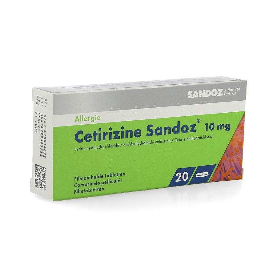 Cetirizine Sandoz 10mg 20 Tabletten