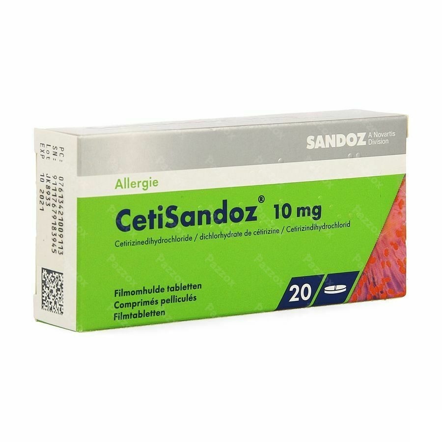 Cetirizine Sandoz 10mg 20 Tabletten