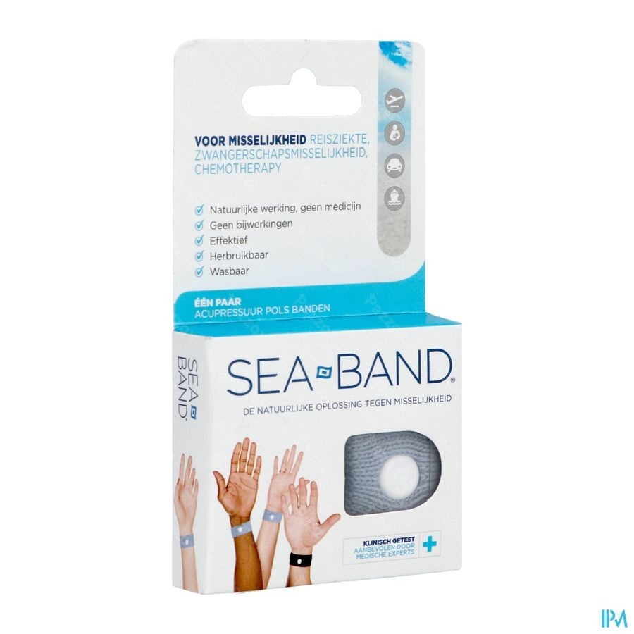 Sea Band Volwassenen Anti-misselijkheid Armband Grijs 2 Stuks