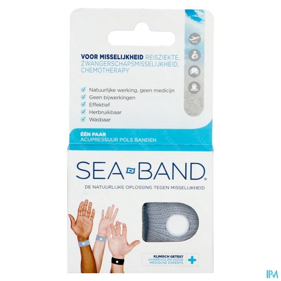 Sea Band Volwassenen Anti-misselijkheid Armband Grijs 2 Stuks