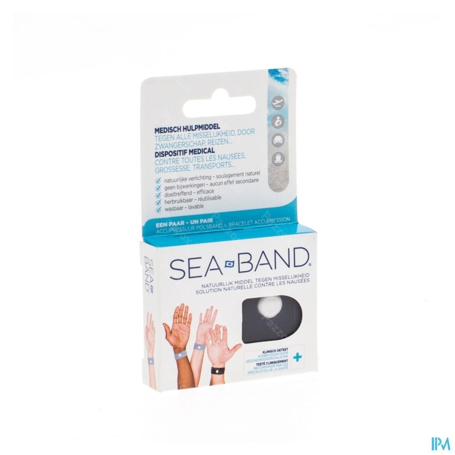Sea Band Volwassenen Anti-misselijkheid Armband Grijs 2 Stuks