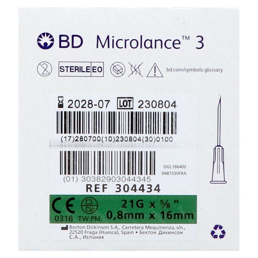 Bd Microlance 3 Naald 21g 5/8 Rb 0,8x16mm Groen100
