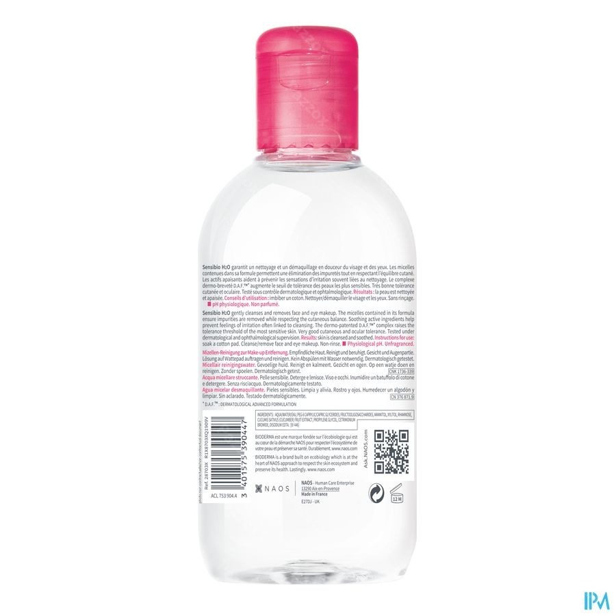Bioderma Sensibio H2O Micellair Water Gevoelige Huid 250 ml