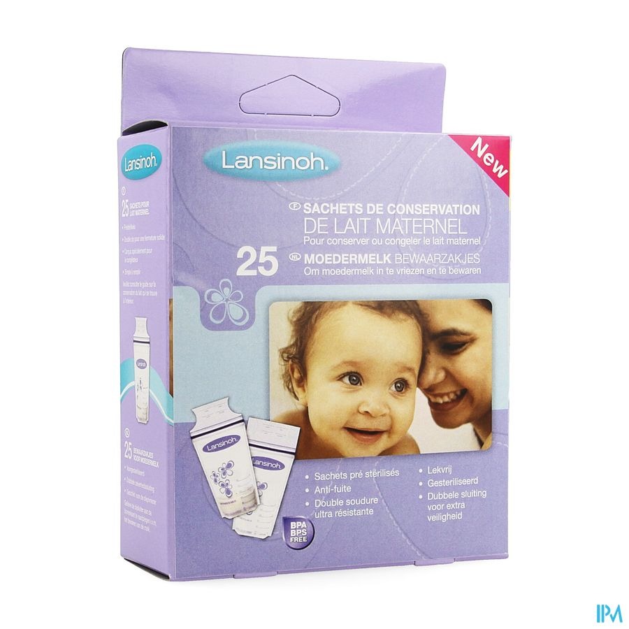 Lansinoh Bewaarzakjes Voor Moedermelk 25 Zakjes