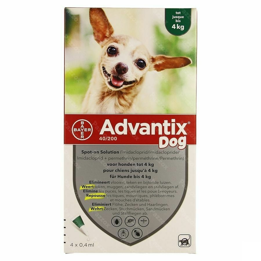 Advantix 40/ 200 Honden < 4kg Fl 4x0,4ml
