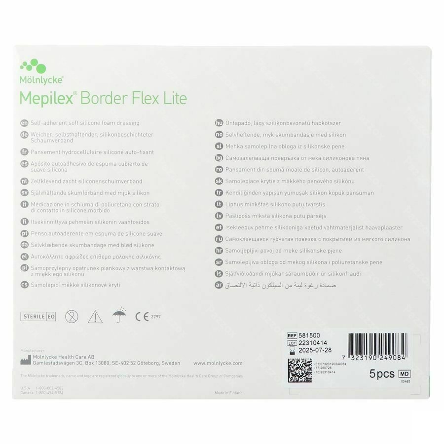 Mepilex Lite Dun Verb Sil Ster 15x15,00cm 5 284300